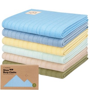 6pk Shea Baby Burp Cloths, Organic Cotton Burping Cloths for Babies, Boys, Girls, Soft & Absorbent Spit Up Rag - 1 of 4