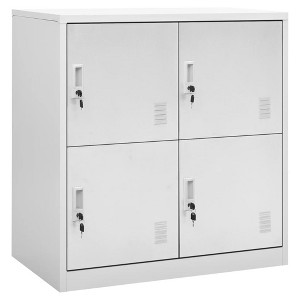 vidaXL Steel Locker Cabinets Set Gray- Modern 2pcs Storage Organizer with Locks and Ample Space Ideal for Office or Home Use - 1 of 4