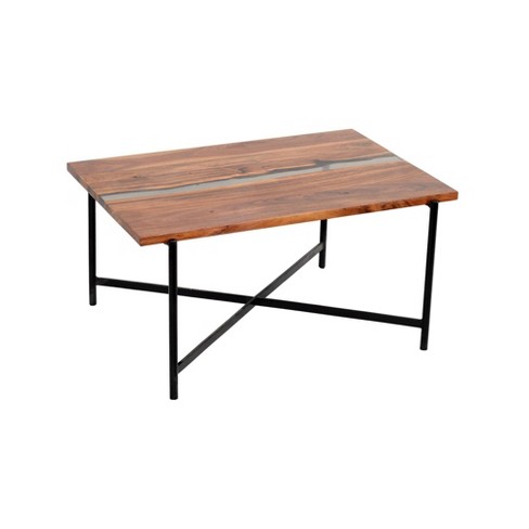 36 Rivers Edge Acacia Wood And Acrylic Coffee Table Brown