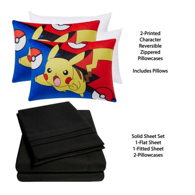 Kids' Pokemon Pikachu Pillow with Bonus Solid Sheet Set
