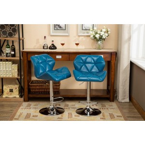 DOMETOUR Contemporary Faux Leather Bar Stools Adjustable Height Set of 2 - 1 of 4