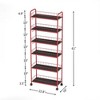 NAYSAYE 6 Tier Dolly Slim Rolling Storage Cart Metal Organizer Shelf for Narrow Spaces in Kitchen Bathroom and Laundry, Red, 22.83"*10.04"*61.22" - 3 of 4