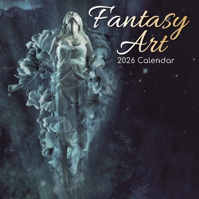 2026 Square Wall Calendar, Fantasy Art, 16-Month Arts & Antiques Theme with 180 Reminder Stickers (12x12 In)