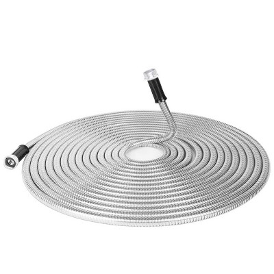 Stainless Steel Garden Hose 25 FT Ultra Durable Metal Hose for Garden, Window, Car and Pet(Silver)