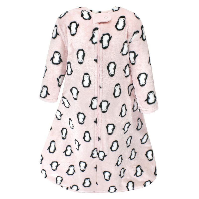 Hudson Baby Infant Girl Plush Long-Sleeve Sleeping Bag, Sack, Blanket, Pink Penguin, 1 of 3