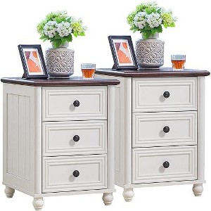 Gericco 18" Farmhouse Night Stand, Wood Nightstand, Bedside End Table with Shelf Storage, Bed Side Tables Cabinet Dresser for Bedroom - 1 of 4