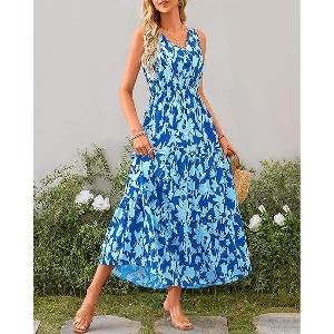 Clearlove Women Summer Dresses Casual Sleeveless Maxi Dresses Cute Floral Long Dress Wedding Guest Dress - 1 of 4