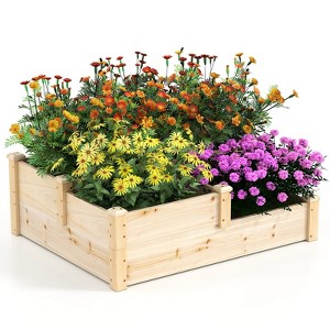 Costway 3-Tier Outdoor Raised Garden Bed Vegetable Planter Box for Patio Lawn Backyard - 1 of 4