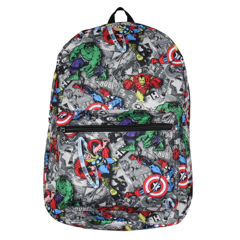 Marvel Avengers Vintage Comic Characters Laptop School Travel Backpack Grey, 2 of 5