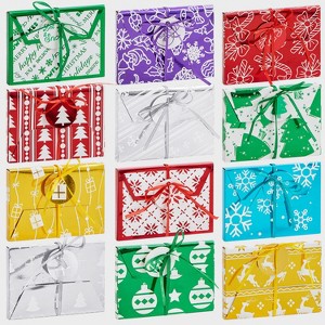 Joyfy 12 Pcs Christmas Gift Card Boxes Holder, Fancy Foil Boxes with Ribbon, Decorative Wrapped Envelopes for Xmas Party Present Decoration - 1 of 4