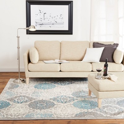 Andorra Gray Medallion Soft Polypropylene Area Rug, 5'2"x7'2"