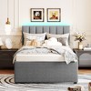 Queen/Full/Twin Size Teddy Fleece Upholstered Platform Bed with Trundle Bed and LED Lights-ModernLuxe - 2 of 4
