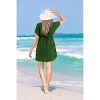 LA LEELA Women's Cover Ups Beachwear Swimwear Dress 2X-3X Shamrock Green Solid - 4 of 4