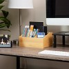 Mind Reader Desktop Organizer, 7-compartment, Office Essentials, Modern, Office, Bamboo, 9.25"L x 7.25"W x 4.5"H, Brown - 2 of 4