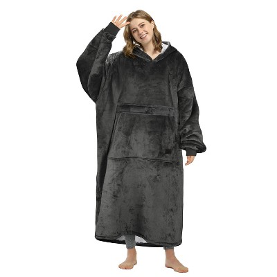Women's Fleece Blanket Hoodied Oversized Sweatshirt, Warm Cozy Fuzzy Wearable Flannel Blanket Women, One Size Fits All - Catalonia