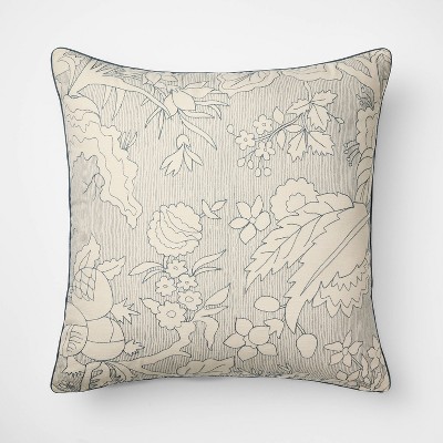 Oversized Square Reverse Embroidered Floral Blue and Cream - Threshold™ Design with Studio McGee