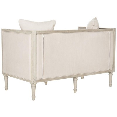 Leandra 53" Gray Linen and Wood Stationary Settee