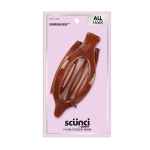 scünci Unbreakable Oval Open Center Flat Lay Hair Clip - Brown - All Hair - 1 of 4