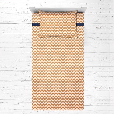 Bacati - Liam Triangles Orange Muslin 3 pc Toddler Bed Sheet Set