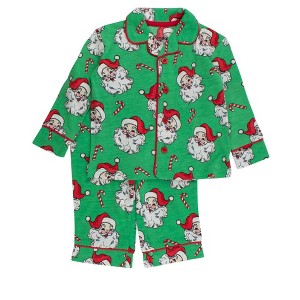 RuffleButts Toddler Gender Neutral Holiday Button Up Pajama Set - 1 of 4