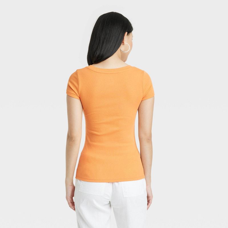 Women's Slim Fit Short Sleeve Ribbed Scoop Neck T-Shirt - A New Day™, 3 of 9
