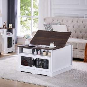 Farmhouse Square Coffee Table with Lift-up Top, Coffee Table with Storage - 1 of 4
