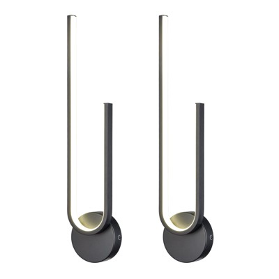 Claxy Black LED Wall Sconce Set of Two