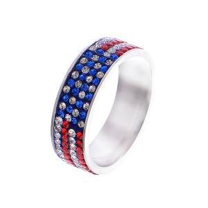 Alilang Stainless Steel Flag Band Fashion Ring with Crystal Rhinestones - 1 of 4