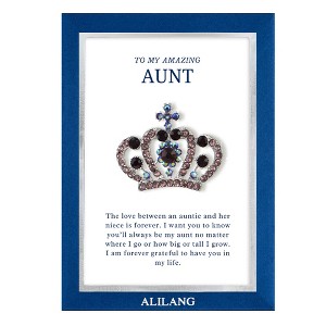 Anna-Kaci Purple Royal Monarch Queen Crown Crystal Rhinestone Brooch Pin with Family Gift Message Card & Envelope Jewelry Gifts - 1 of 4