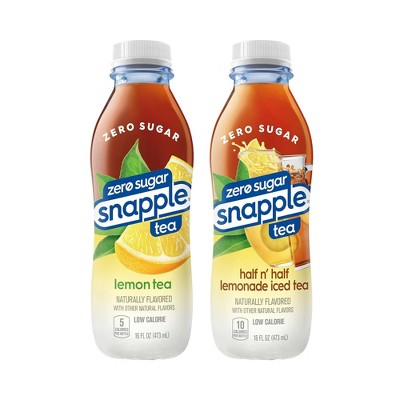 Snapple Zero Sugar, Variety Pack, Lemon & Half 'n Half - 16 Fl Oz Bottle (6 Each, Pack of 12)