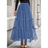 Tulle Skirts for Women 2025 Fall Fashion Elastic High Waisted Fairy Tiered Flowy A-Line Casual Maxi Long Skirt Grey Blue - 2 of 4