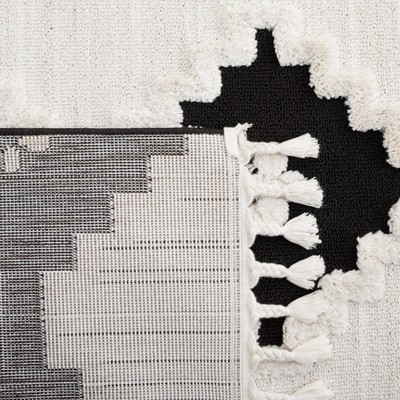 Ivory and Anthracite Square Hand-Knotted Wool Rug