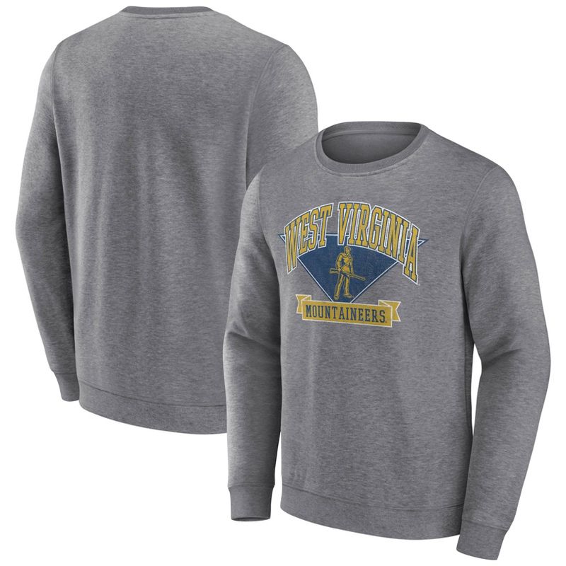 NCAA West Virginia Mountaineers Men's Gray Crew Neck Fleece Sweatshirt, 1 of 4