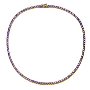 Guili Sterling Silver 18-Inch Tennis Necklace with 3mm CZ in White, Gold, Rose Gold, or Purple—Vibrant, Chic, and Perfect for Any Look. - 1 of 2