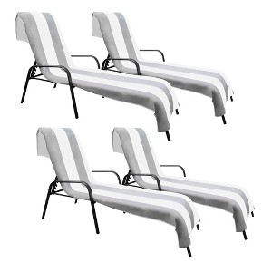 Cabana Striped Cotton Standard Size Towel/ Chaise Lounge Chair Cover Set by Blue Nile Mills - 1 of 4