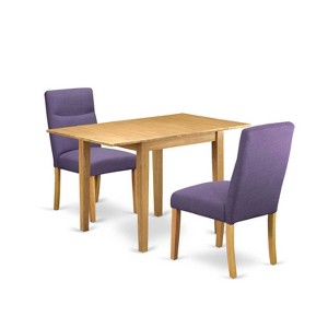 HomeStock 3-Piece Natural Brown Oak Finish Solid Wood Top Dining Table Set - 1 of 4