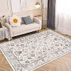 Boersma Area Rug 5x7 Vintage Bohemia Non-slip Washable Rug For Living Room Kitchen Bedroom Living Room Flower Design Yellow - 2 of 4
