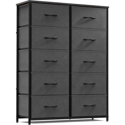 DOMETOUR Drawer Dresser for Bedroom, Fabric Storage Tower Tall Chest Organizer, Storage Cabinet Unit Bins Living Room Entryway Closet-Gray