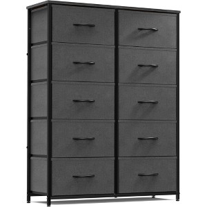 DOMETOUR Drawer Dresser for Bedroom, Fabric Storage Tower Tall Chest Organizer, Storage Cabinet Unit Bins Living Room Entryway Closet-Gray - 1 of 4