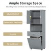 Cabinet with Laundry Hamper Basket, Bathroom Storage Organizer Space Saver with Two Doors&One Drawer&Open Shelf - 4 of 4