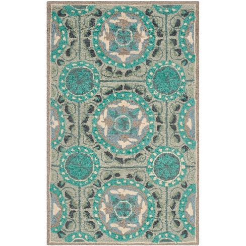 Safavieh NPT438C-4 Newport Hand Hooked Rectangle Rug- Olive