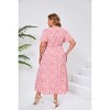 Clearlove Women's Plus Size Short Sleeve Tie Side Dress V Neck Floral Print A Line Ruffle Dresses - 3 of 4
