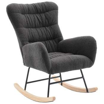Rocking Chair, Glider Rocking Chair With 24" H Backrest, Armrests, Thick Seat Cushion Uplostered Accent Chair