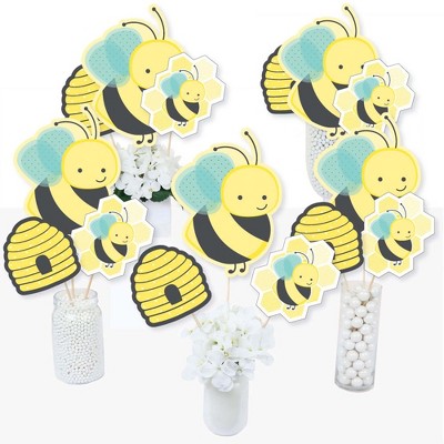 Big Dot of Happiness Honey Bee - Baby Shower or Birthday Party Centerpiece Sticks - Table Toppers - Set of 15