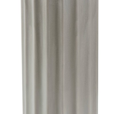 Gray Ribbed Ceramic Table Lamp with White Drum Shade