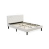 East West Furniture 2 Piece Bedroom Set - Button tufted Queen Size Bed - White Velvet Fabric Upholstered Headboard and a Clover Green  Nightstand - 4 of 4