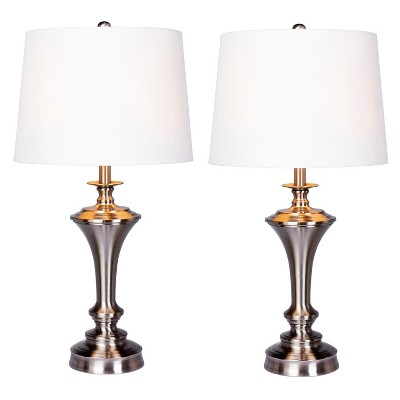 white metal table lamp