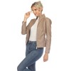 Women's Classic Biker Faux Leather Jacket - White Mark - 2 of 4