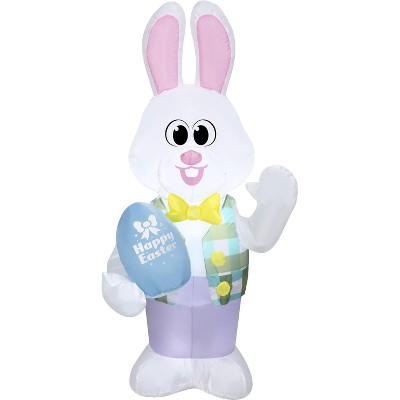 Gemmy Airblown Inflatable Easter Bunny, 4 ft Tall, White