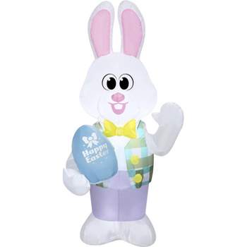 Gemmy Airblown Inflatable Easter Bunny, 4 ft Tall, White
